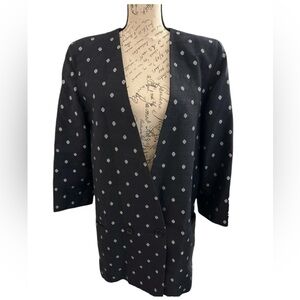 Spitalnick & Co Black Silver Blazer Jacket Linen Blend Women’s 12 NWOT